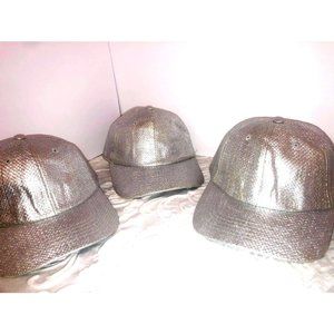 Super Cute Set of 3 Silver Ball Caps